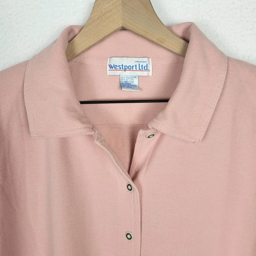 Vintage 90s Westport Ltd Blush Pink Button Front Knit Top 18/20 Relaxed